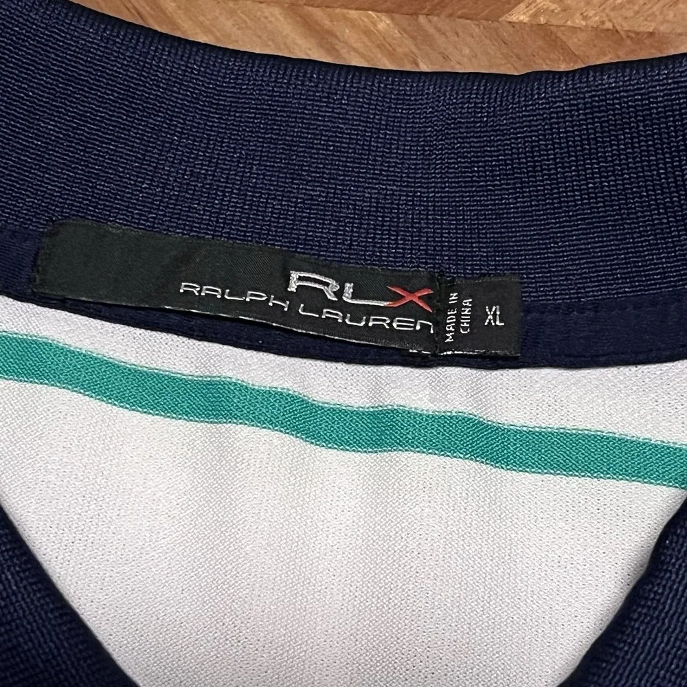 RLX Ralph Lauren Blue White Green Polo‎ Shirt PGA Championship Valhalla 2014 XL